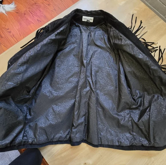 Vintage Adrian Jordan Black Suede Fringe Jacket - Western Boho - Size 14/16 - Picture 7 of 7